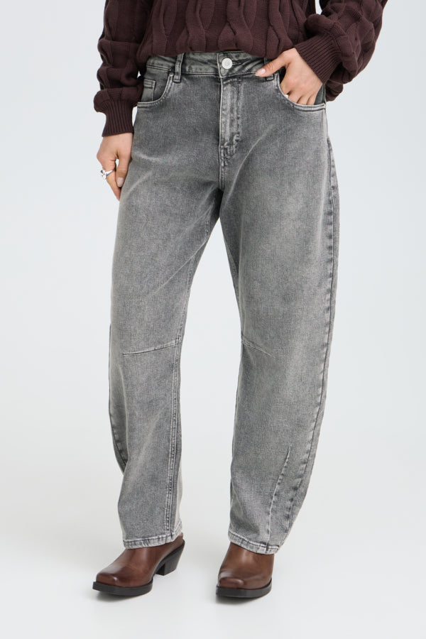 ANNI High Waist Premium Barrel Jeans in Grey