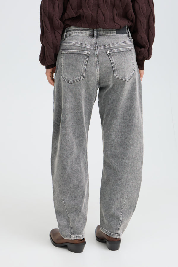 ANNI High Waist Premium Barrel Jeans in Grey
