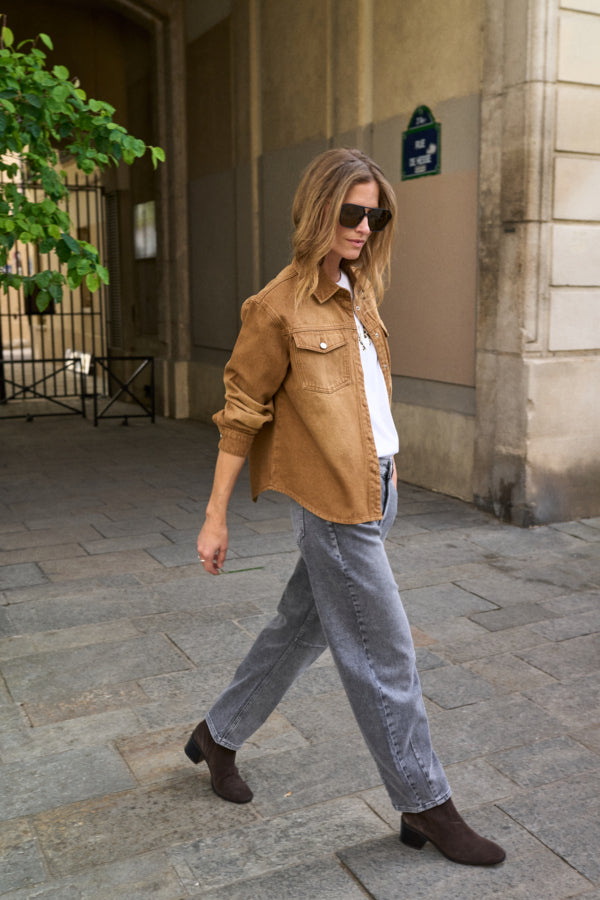 ANNI High Waist Premium Barrel Jeans in Grey