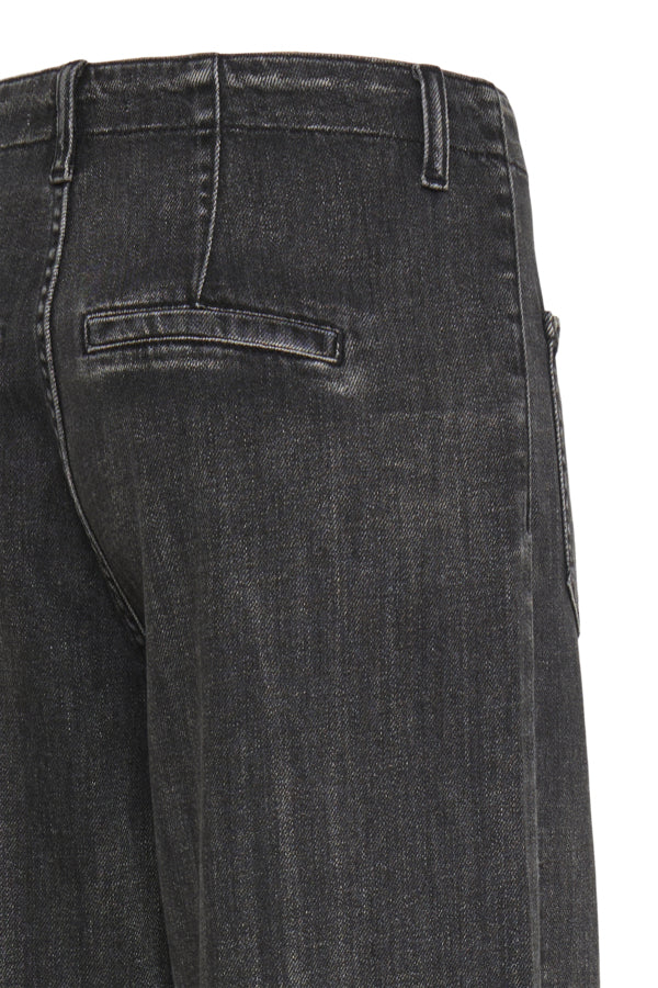 ABIGAIL Washed Black Wide Leg Jeans by PULZ