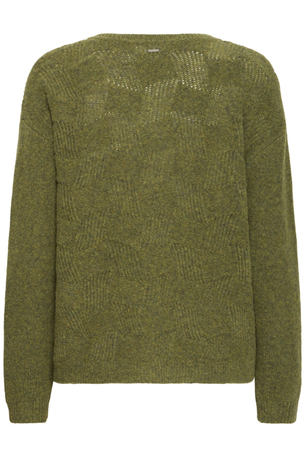 DAGMAR Olive Green V Neck Knit Jumper