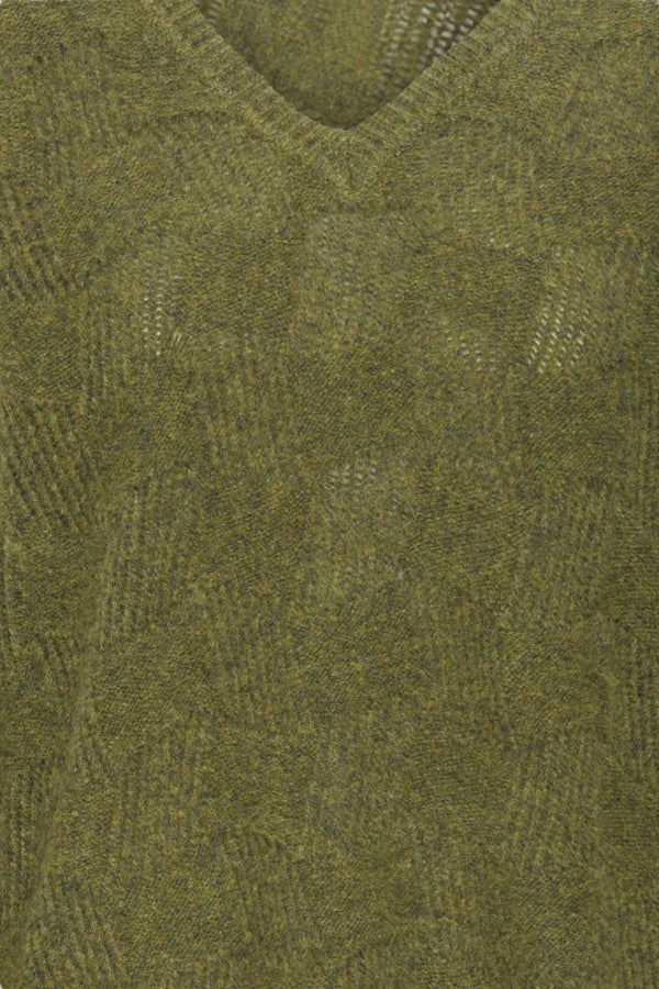 DAGMAR Olive Green V Neck Knit Jumper
