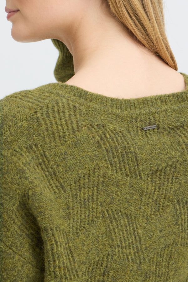 DAGMAR Olive Green V Neck Knit Jumper