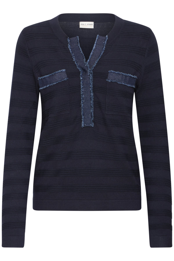 SARA Denim Mix Knit Top