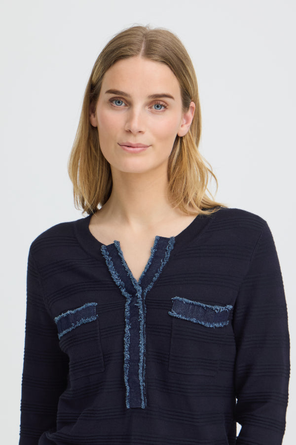 SARA Denim Mix Knit Top