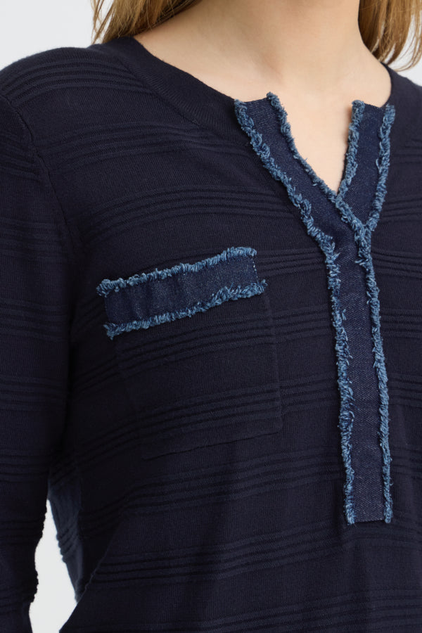 SARA Denim Mix Knit Top