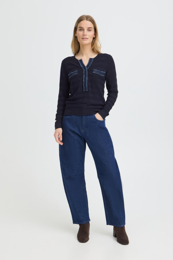 SARA Denim Mix Knit Top