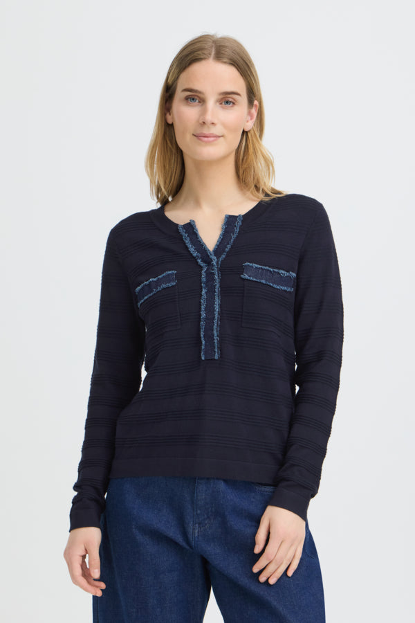 SARA Denim Mix Knit Top