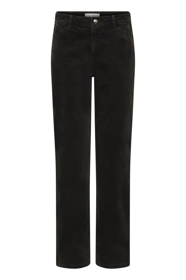 FIBA Straight Leg Cotton Corduroy Trousers in Black