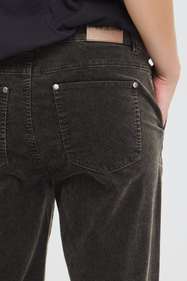 FIBA Straight Leg Cotton Corduroy Trousers in Black