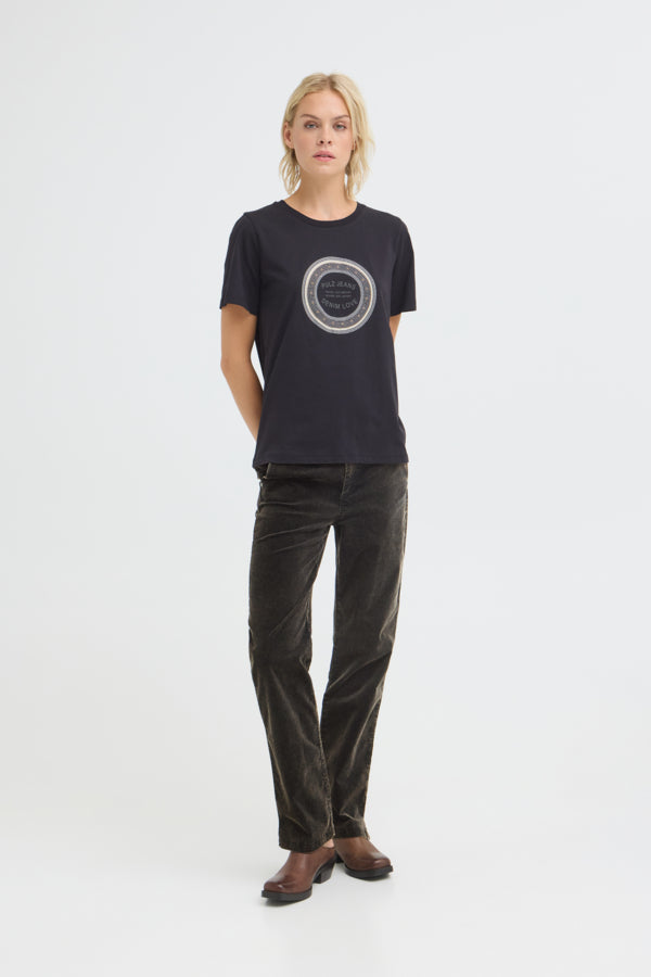 FIBA Straight Leg Cotton Corduroy Trousers in Black
