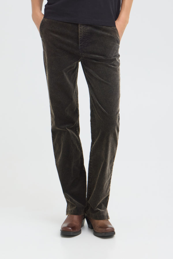 FIBA Straight Leg Cotton Corduroy Trousers in Black
