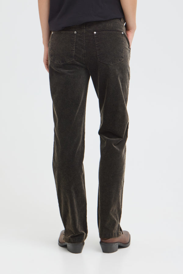 FIBA Straight Leg Cotton Corduroy Trousers in Black