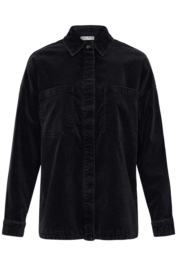 FIBA Cotton Corduroy Shirt Jacket in Black