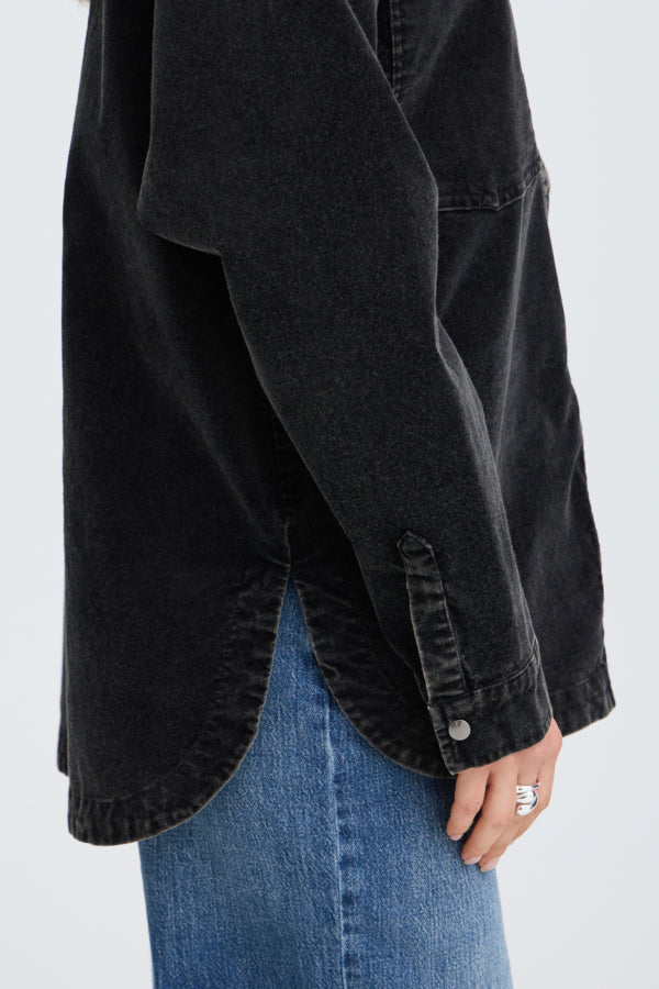 FIBA Cotton Corduroy Shirt Jacket in Black