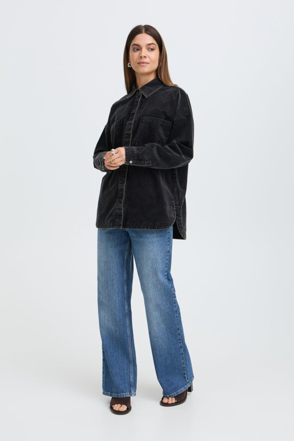 FIBA Cotton Corduroy Shirt Jacket in Black