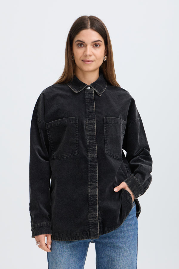 FIBA Cotton Corduroy Shirt Jacket in Black