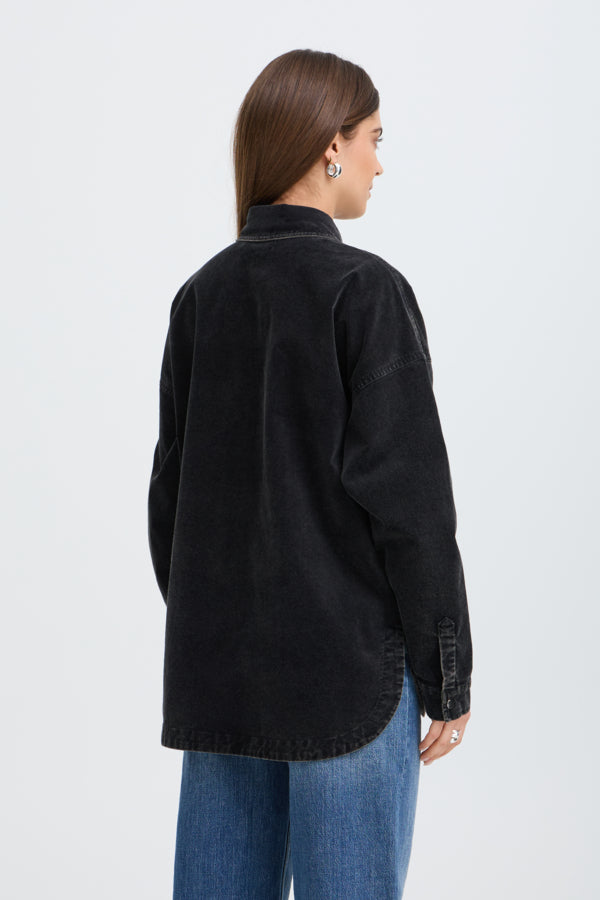 FIBA Cotton Corduroy Shirt Jacket in Black