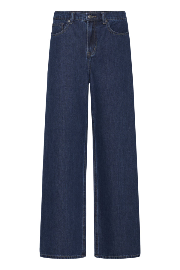 ESMINE Wide Leg Elasticated Jeans in Dark Denim