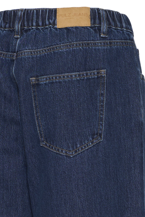 ESMINE Wide Leg Elasticated Jeans in Dark Denim