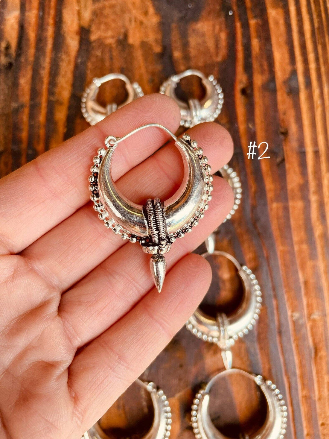 BLYTHE Tribal Chunky Silver Hoops