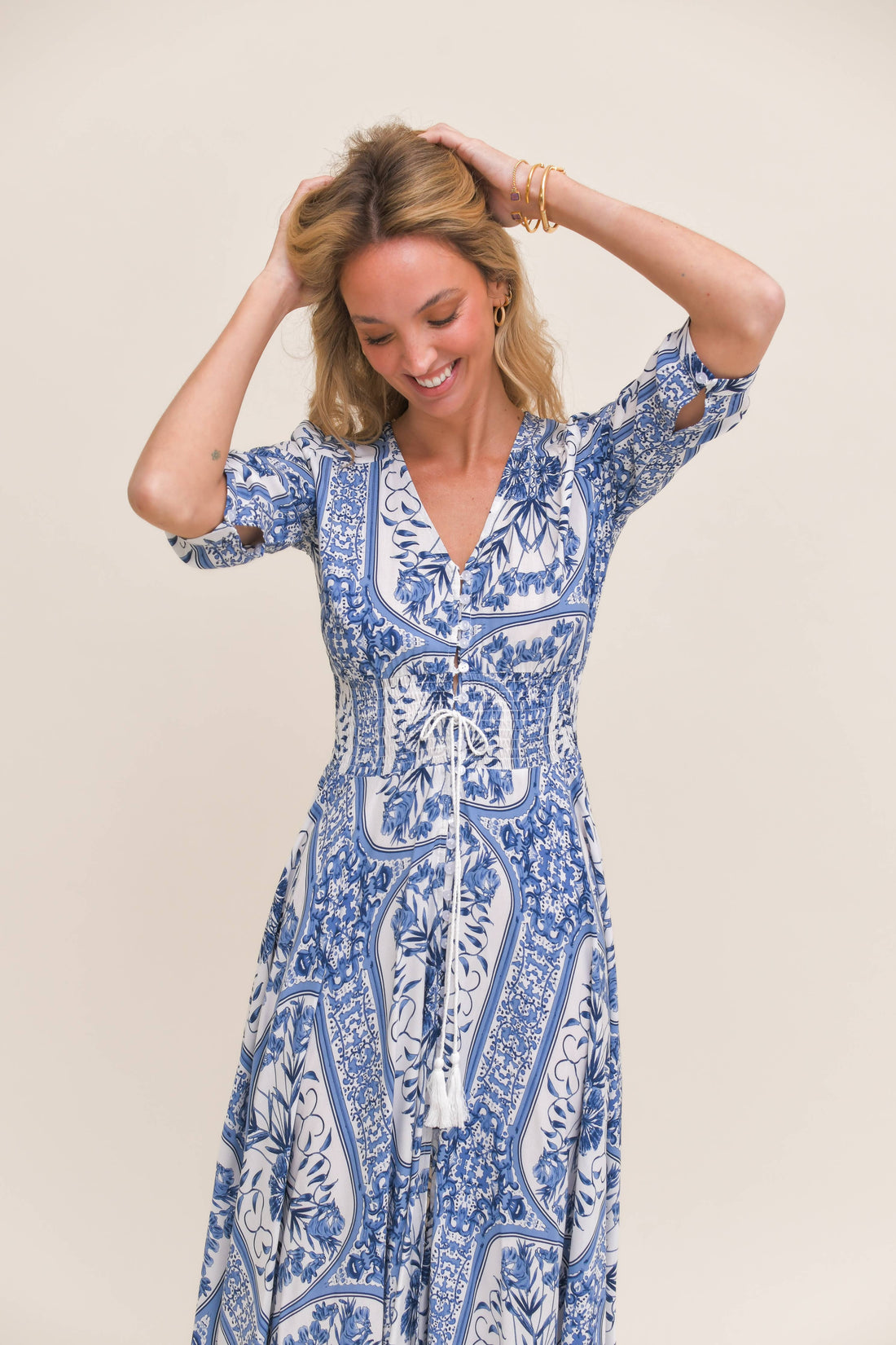 DENIM DREAMS PRINT INDIANA MAXI DRESS