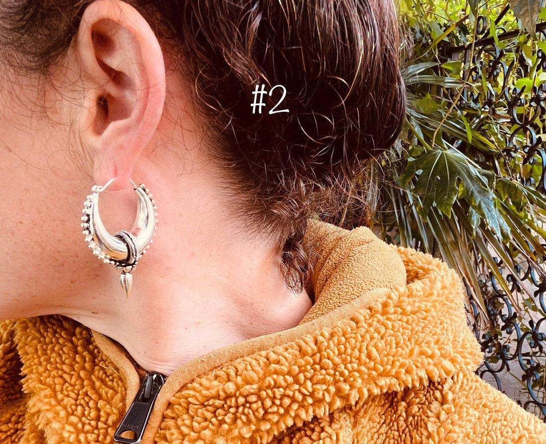 BLYTHE Tribal Chunky Silver Hoops