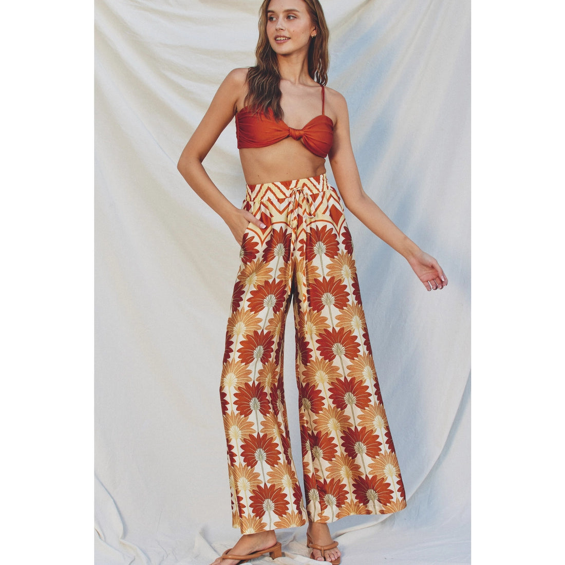 Golden Age Wide Leg Trousers in Hawaiian Sunset Print