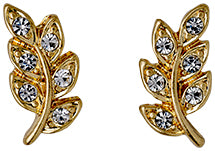 IMAGEN Gold Leaf Crystal Stud Earrings