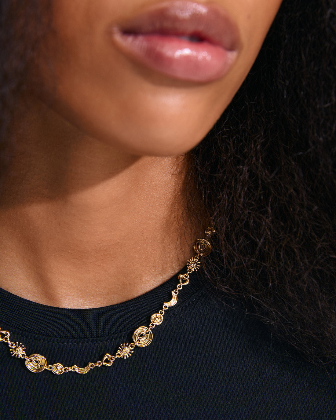 MISHA Suns Charm Necklace in Gold
