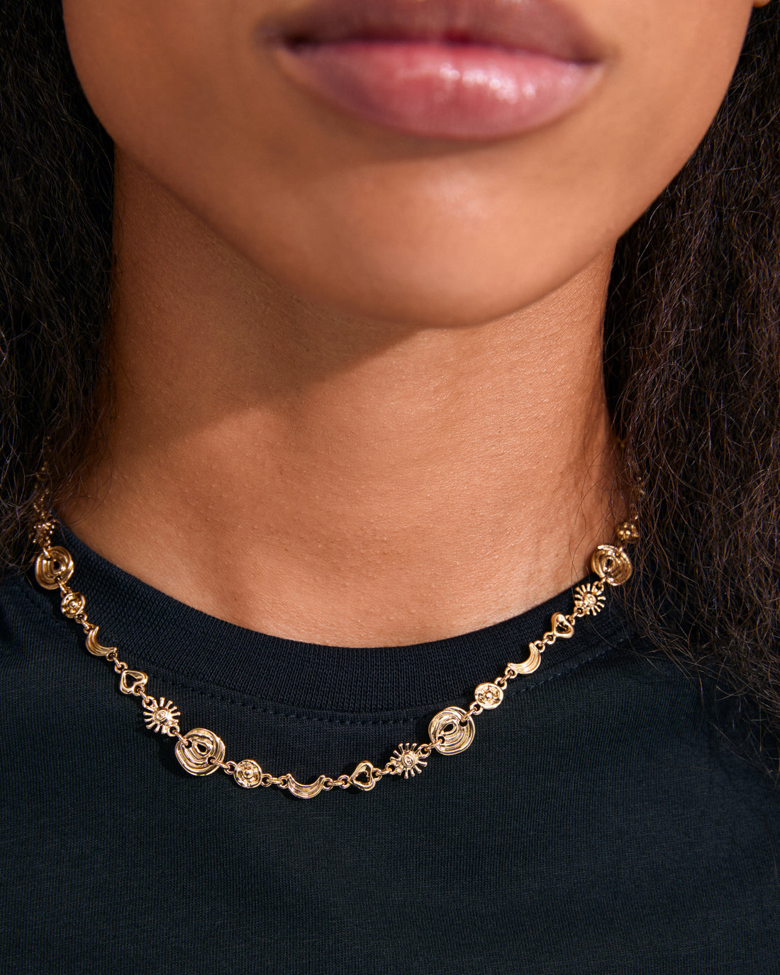 MISHA Suns Charm Necklace in Gold