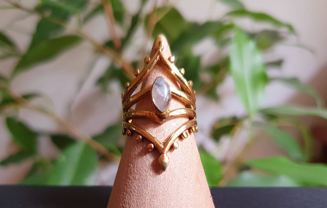 ELLA Gold Brass & Moonstone Ring