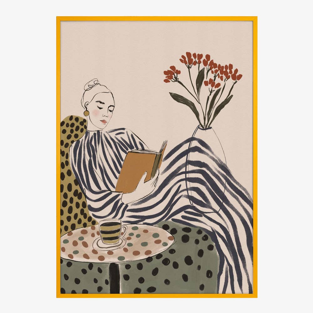 Chic Woman Reading Art Print - Painterly Editorial Decor
