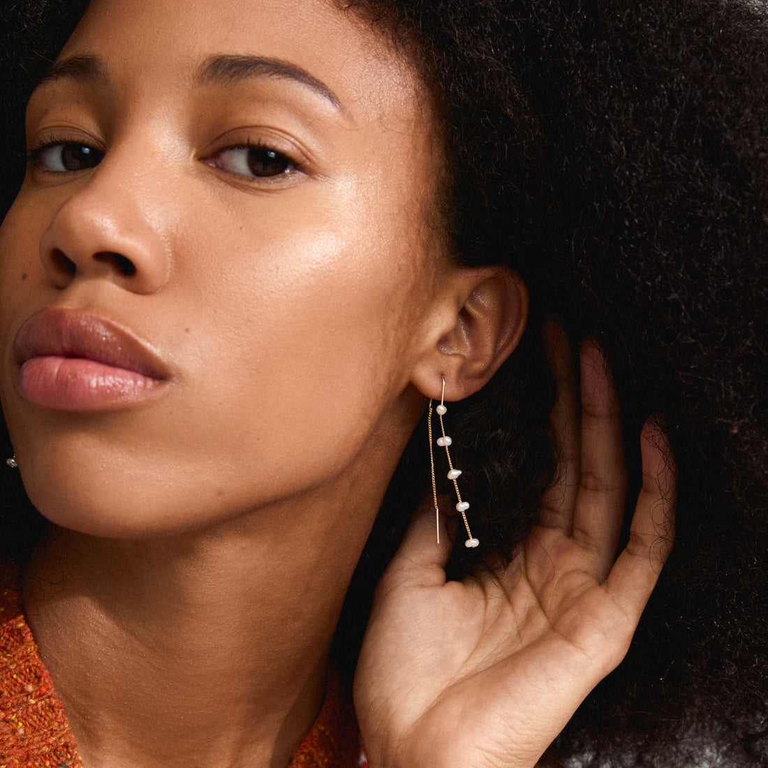 ZENAIA pearl chain earrings gold-plated - A16