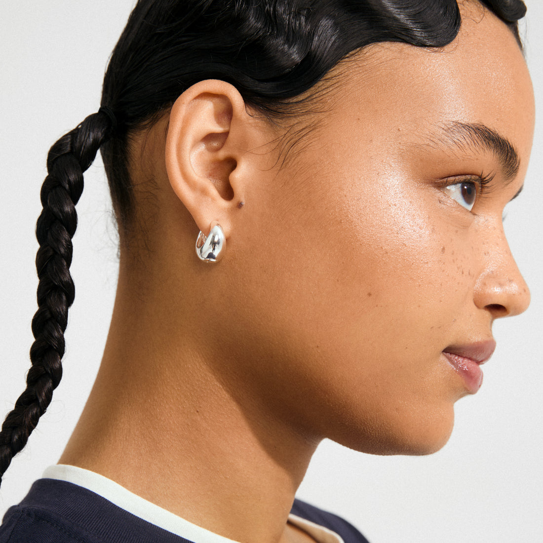 BRAXTYN Droplet Hoop Earrings in Silver