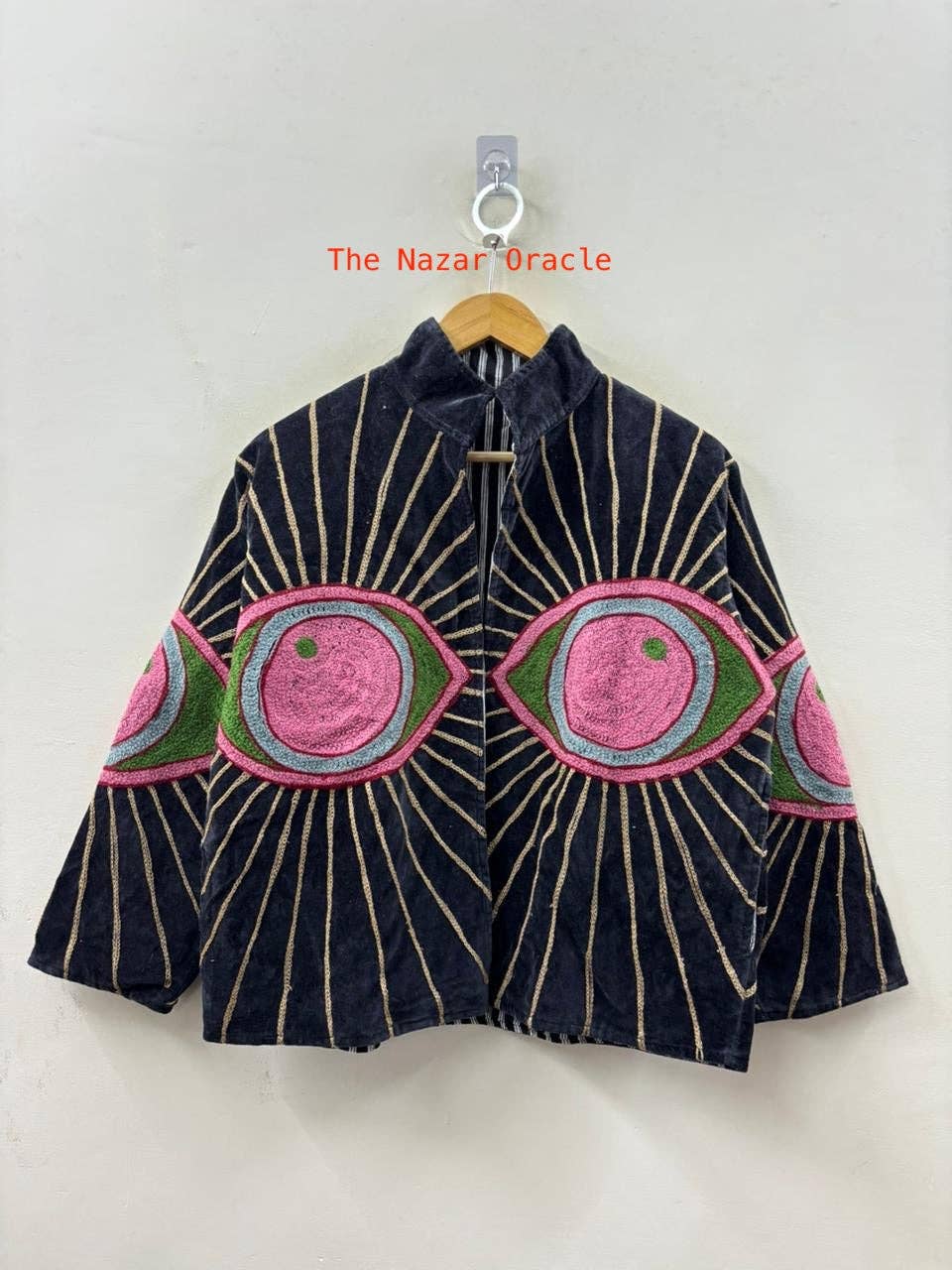 The Nazire Evil Eye Embroidered Velvet Jacket - 2 colours Available