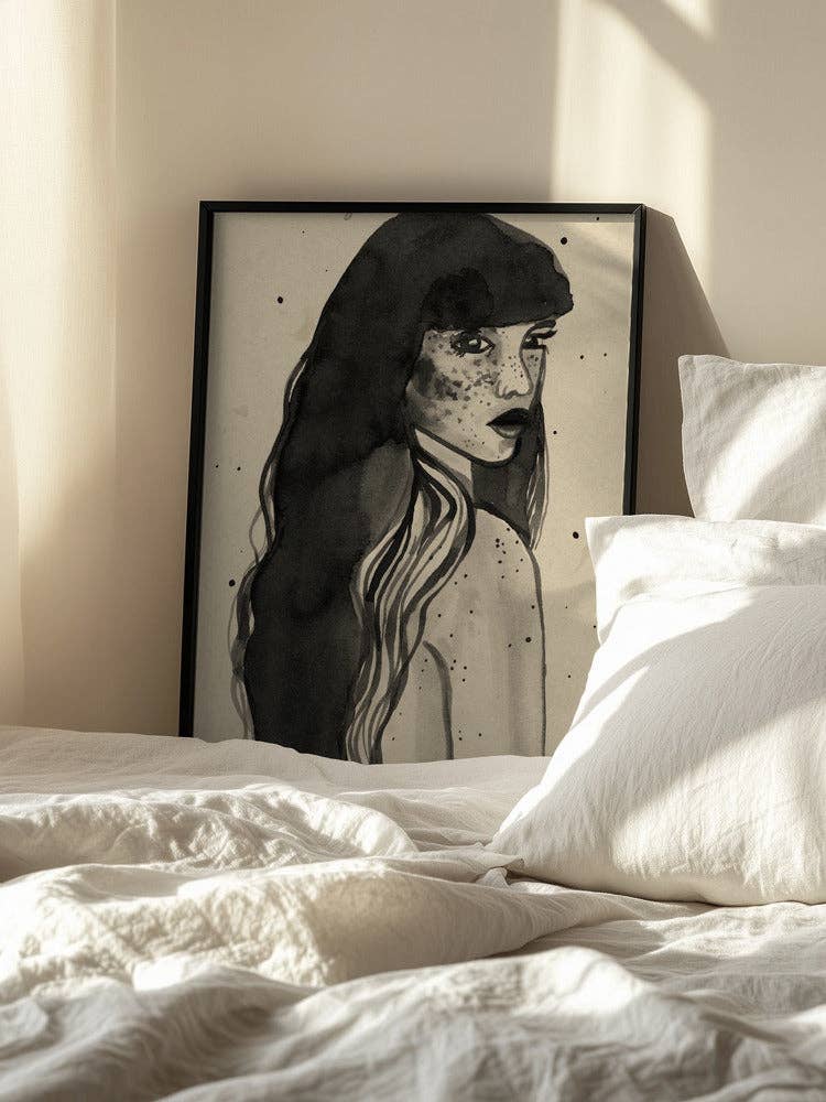 Long-Haired Lady Art Print - Ink Editorial Decor