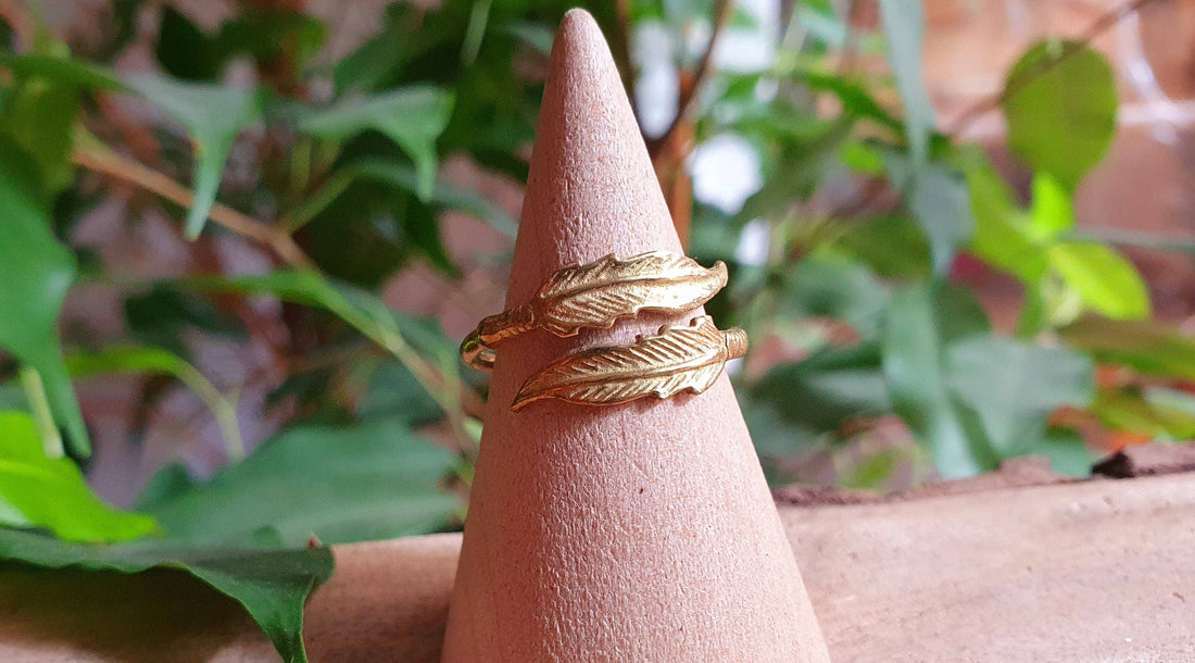 JOYCE Brass Feather Boho Ring