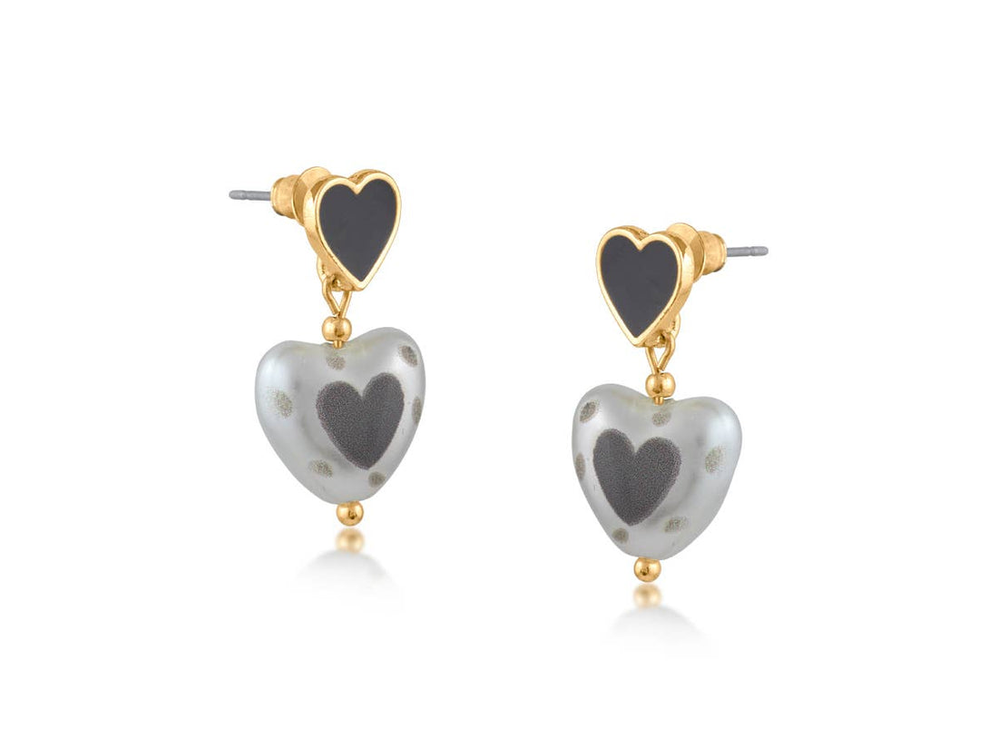 VIOLET Heart Pearl Earrings