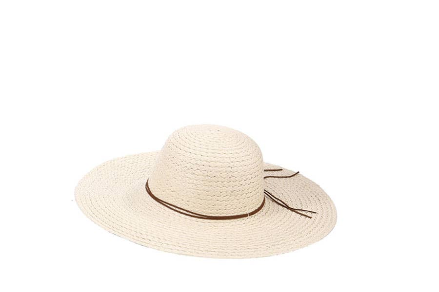 ERIN Floppy Ladies Strap Decor Wide Brim Summer Beach Straw Hat
