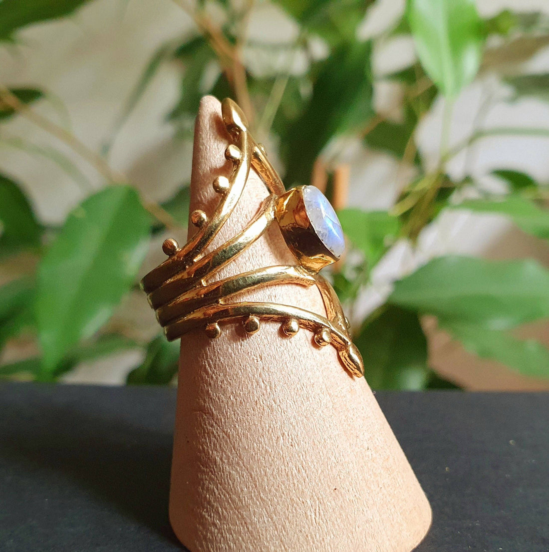 ELLA Gold Brass & Moonstone Ring