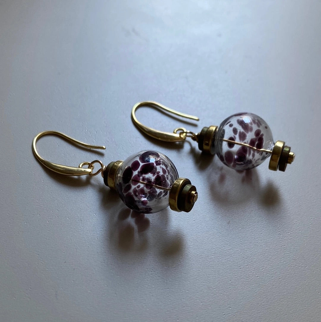 Handmade Blown Glass Globe Earrings - MRLE03