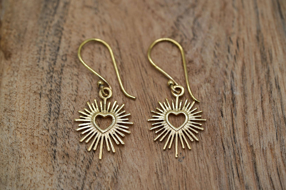 MILAGRO Brass Sacred Heart Earrings