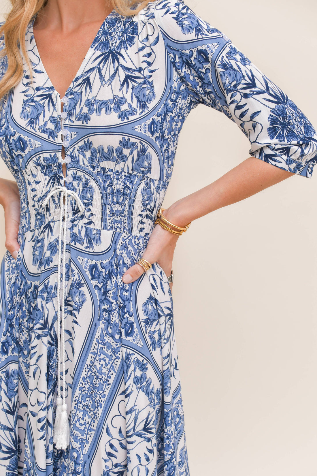 DENIM DREAMS PRINT INDIANA MAXI DRESS