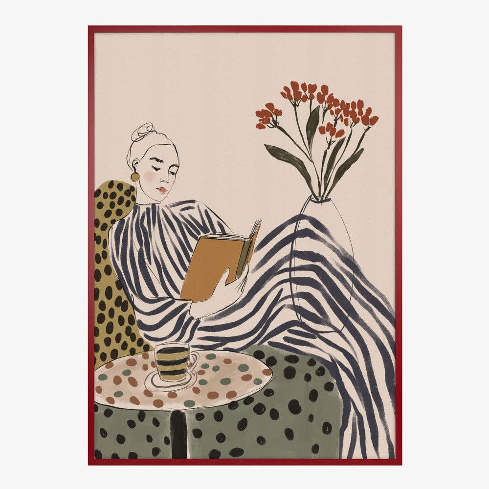 Chic Woman Reading Art Print - Painterly Editorial Decor