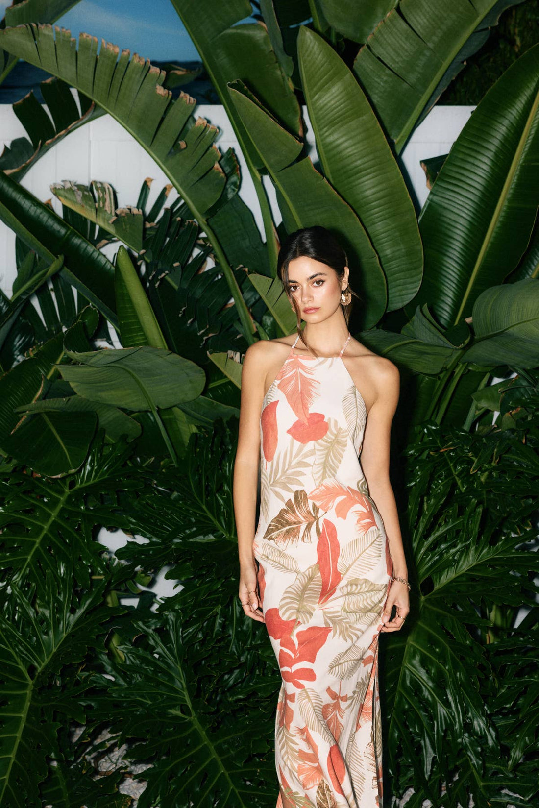 Island Blush Halter Neck Open Back Maxi Dress