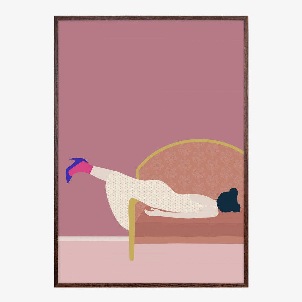 Pink Settee Lounger Art Print - Minimalist Fashion Decor
