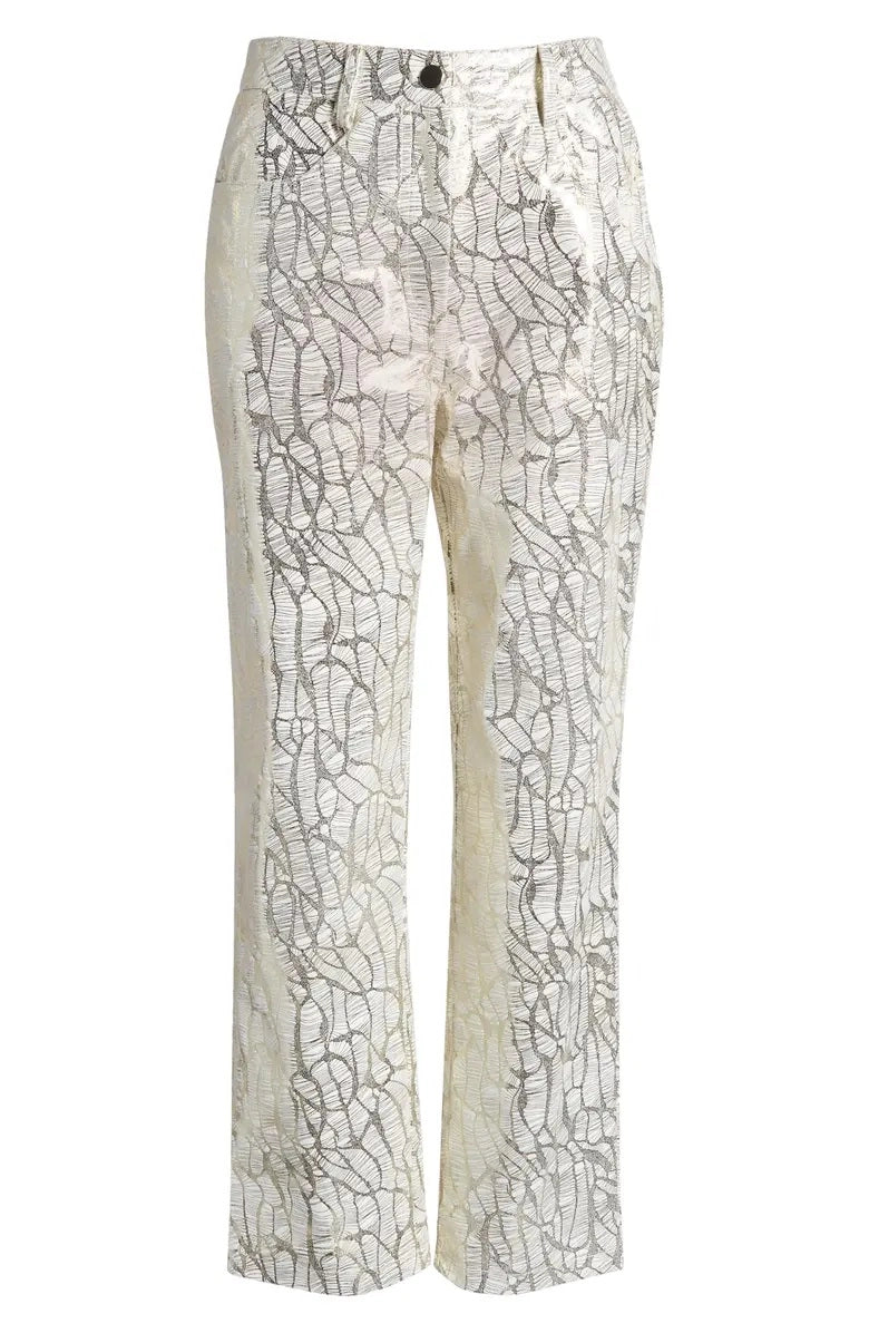 Lupe Straight Printed Metallic Trousers