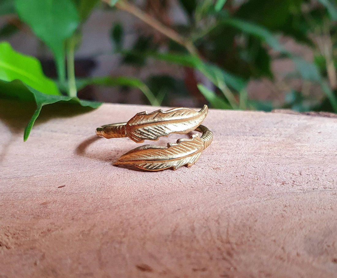 JOYCE Brass Feather Boho Ring