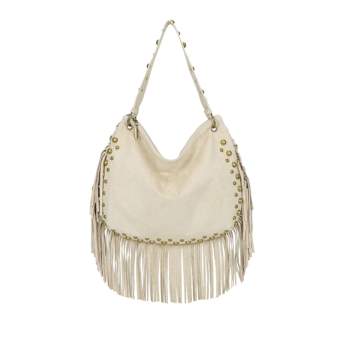 Huxley Studded Fringe Boho Slouchy Hobo Crossbody Shoulder Bag